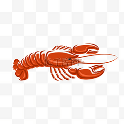 美食红色美味食物图片_卡通红色龙虾插画