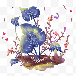 夏天清新植物海报图片_夏季蓝色热带树叶