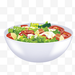 沙拉轻食背景图片_蔬菜沙拉卡通插画