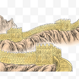 地标建筑中国图片_中国万里长城水果国画