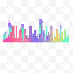 旅游城市彩色剪影