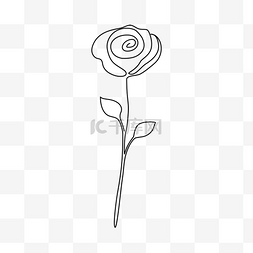 玫瑰花卉素材图片_矢量简约线条玫瑰花卉画 continuous 