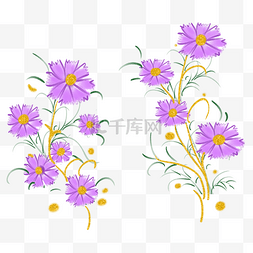 鎏金水彩紫色花