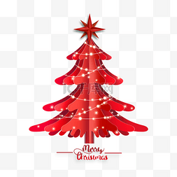 红色光效元素图片_红色光效剪纸圣诞树