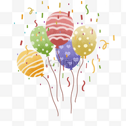 生日漂浮彩带图片_肌理风格生日气球装饰