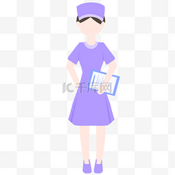 紫色服饰护士插画