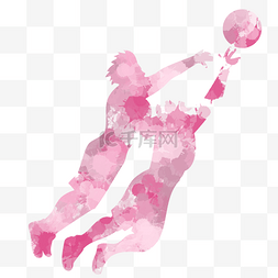 篮球赛图片_红色水彩打篮球人物