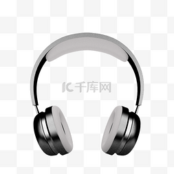 头戴的耳机图片_黑色金属3D耳机