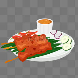 沙拉酱碗图片_satay烤肉印度食物辣椒花生酱洋葱