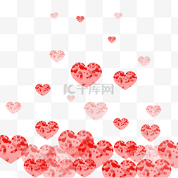 红色爱心光斑纹理漂浮堆积手绘透