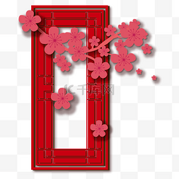 中中国风窗户图片_红色中国风窗花剪纸装饰