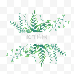边框小清新卡通图片_手绘水彩绿色植物叶子