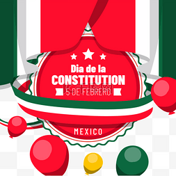 红绿圆形标签mexican constitution day插