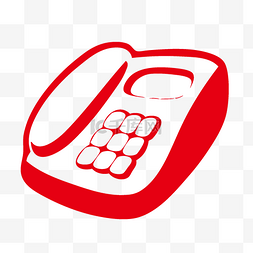 手绘动漫红色古老电器电话座机