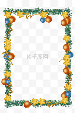 文本标题框彩色图片_圣诞节彩色装饰球边框