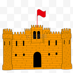 瓷砖拼接图片_黄色防御性城堡矢量图