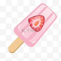 冰棍图片_夏季粉色草莓冰棍