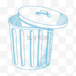 线条垃圾桶图片_蓝色线条垃圾桶