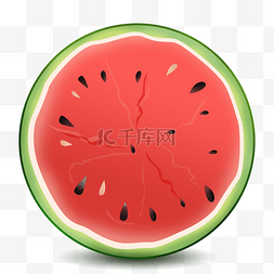 红色纹样海报边框图片_夏季清新冰凉半个西瓜水果装饰免