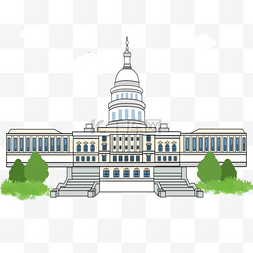平面样式线性白宫建筑白宫