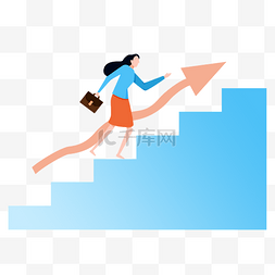 人物金融图片_女士升职箭头上升台阶