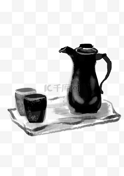黑色水墨茶具茶壶