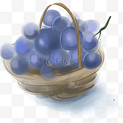 水彩一篮子葡萄