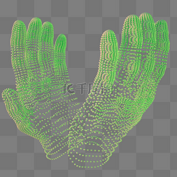 科技智能双手魔幻数据点状绿色张