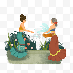 傣族女人图片_泼水节泼水女人