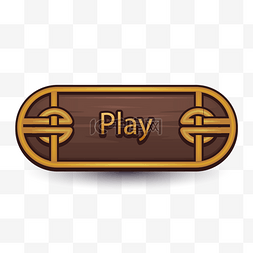 棕色立体游戏按钮标题框