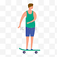 夏日运动滑板扁平青年少年