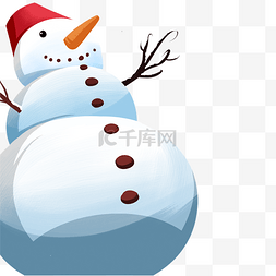 冬季雪景插画图片_白色冬季雪人插画