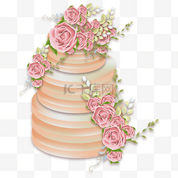 粉色花朵婚礼蛋糕