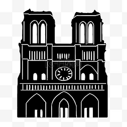 城市剪影黑白图图片_巴黎圣母院黑白剪影png图