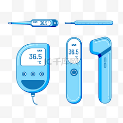 预防感染图片_卡通风格蓝色温度计