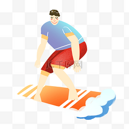 运动健身男生海上滑板冲浪素材