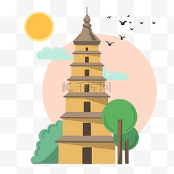 中国风大雁塔建筑