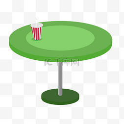 简约家具桌子图片_绿色圆形桌子插画