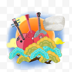 中国风格的边框图片_中国民乐乐器音乐会装饰