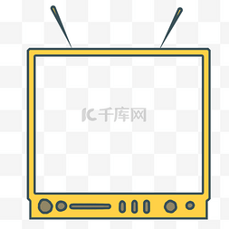 ps边框素材简单图片_电视机形状黄色天线简单边框
