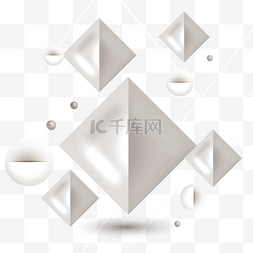 折纸几何图形图片_白色方形立体感几何图形