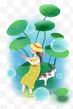 夏天人物手绘插画图片_人物夏日手绘插画