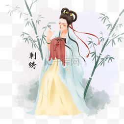 中国古典美人弹琵琶传统乐师