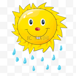 卡通太阳雨气象插画