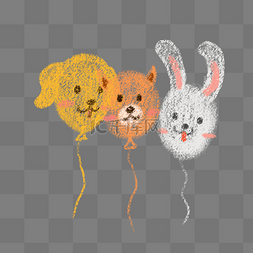 气球兔子png图片_蜡笔粉笔儿童节动物气球