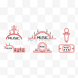 红色音乐图标标识logo