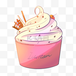 冰激凌冰块图片_夏季冰镇冰激凌冰淇淋粉色