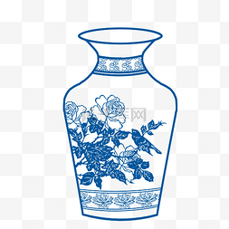 蓝色手绘花瓶图片_古风青花瓷瓷瓶