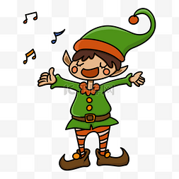 圣诞精灵elf图片_christmas elf唱圣诞歌庆祝节日手绘