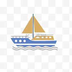 海上蓝色帆船小图标